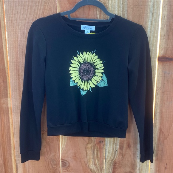 WHITE FAWN Washed Sunflower Girls Crew Sweatshirt - Picture 1 of 3